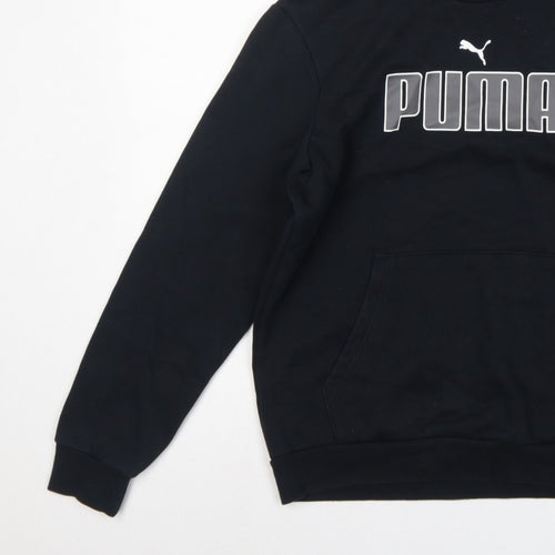 Puma Men’s Black S Pullover Hoodie Logo Graphic Print Pocket