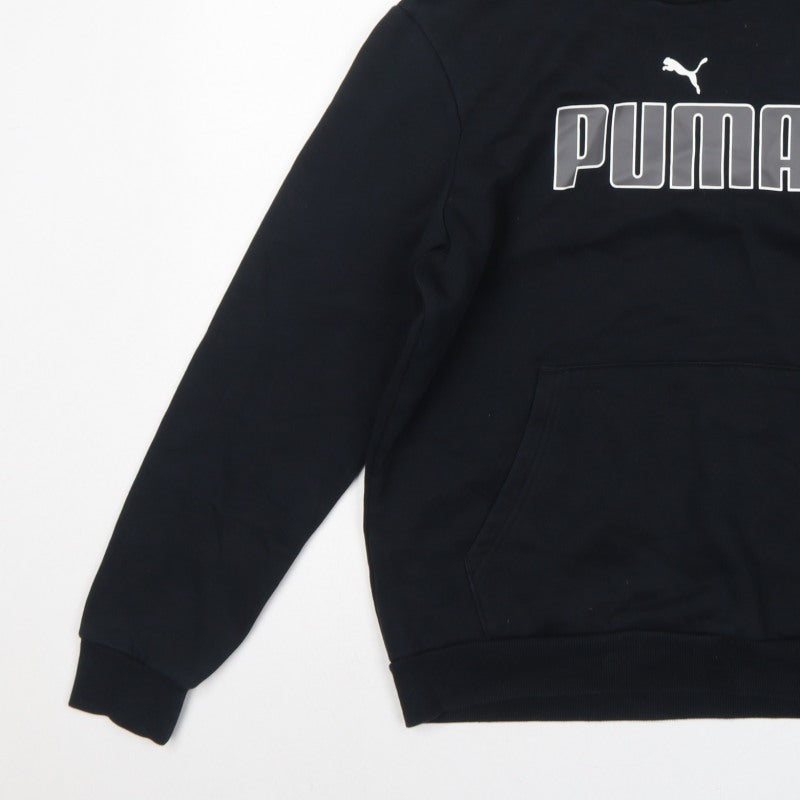 Puma Men’s Black S Pullover Hoodie Logo Graphic Print Pocket