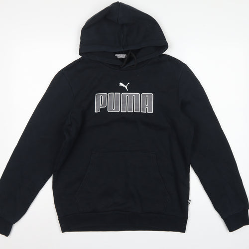 Puma Men’s Black S Pullover Hoodie Logo Graphic Print Pocket