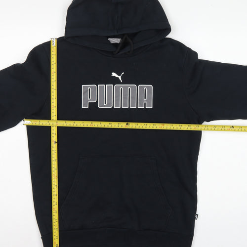 Puma Men’s Black S Pullover Hoodie Logo Graphic Print Pocket