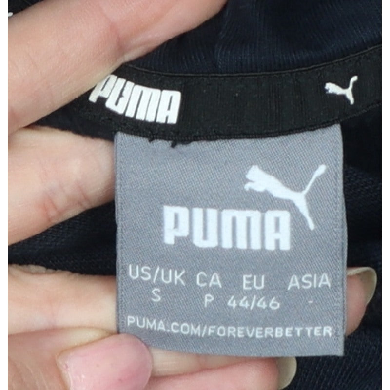 Puma Men’s Black S Pullover Hoodie Logo Graphic Print Pocket