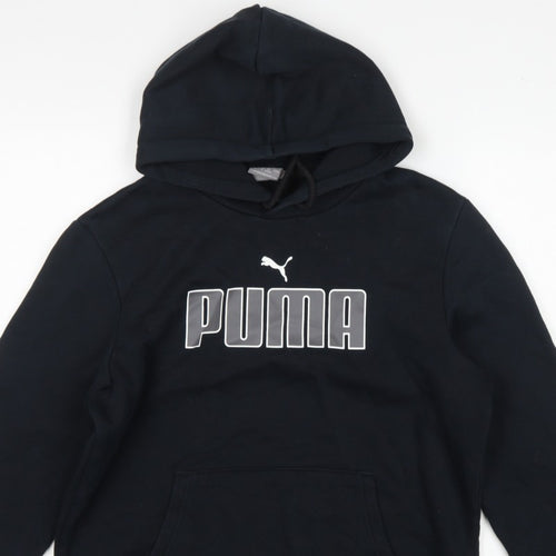 Puma Men’s Black S Pullover Hoodie Logo Graphic Print Pocket