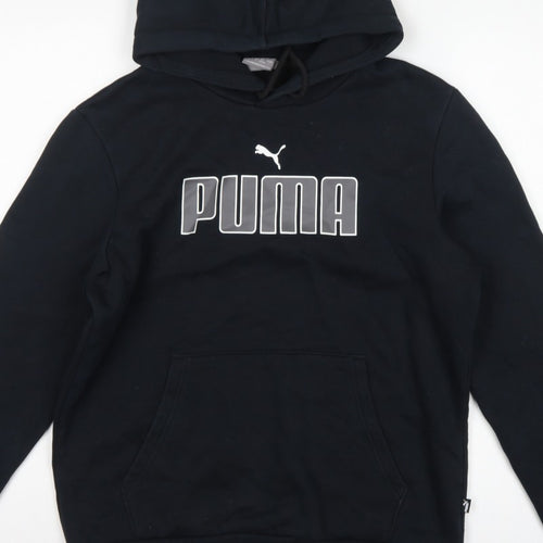Puma Men’s Black S Pullover Hoodie Logo Graphic Print Pocket