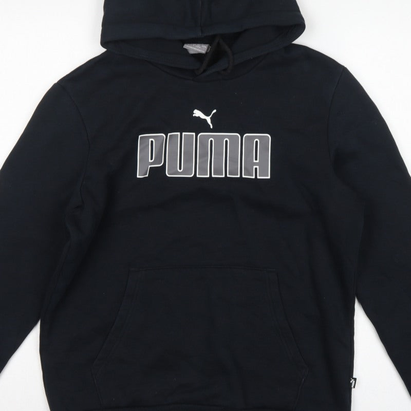 Puma Men’s Black S Pullover Hoodie Logo Graphic Print Pocket