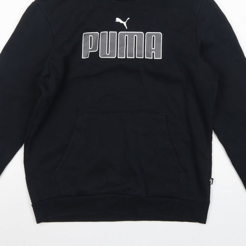 Puma Men’s Black S Pullover Hoodie Logo Graphic Print Pocket