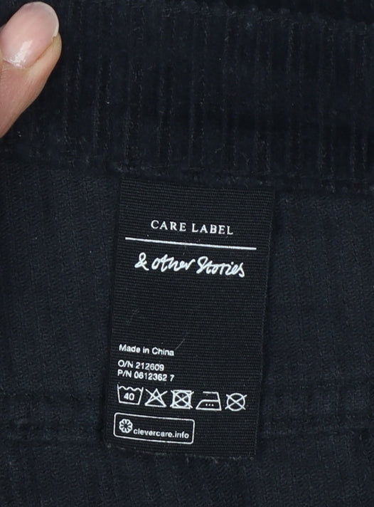 & Other Stories Women Black UK 6 Corduroy Straight Trousers