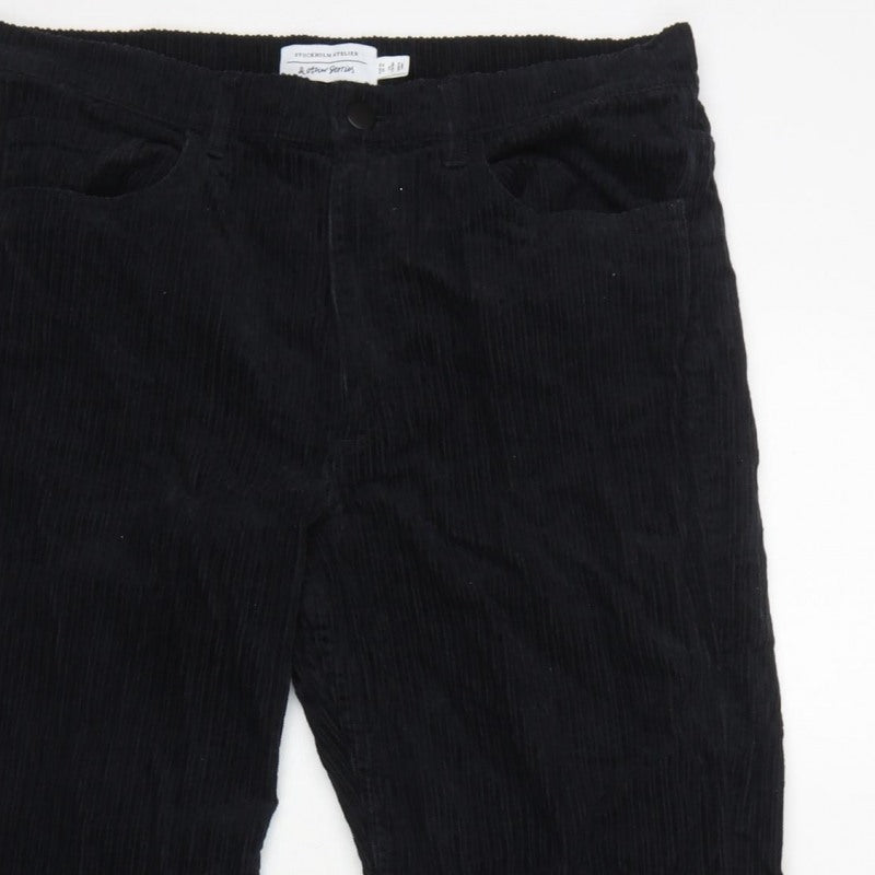 & Other Stories Women Black UK 6 Corduroy Straight Trousers
