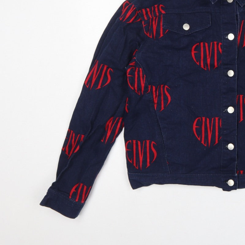 Elvis Women Blue XL Denim Logo Print Basic Jacket Music