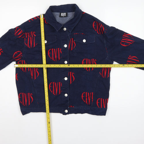 Elvis Women Blue XL Denim Logo Print Basic Jacket Music