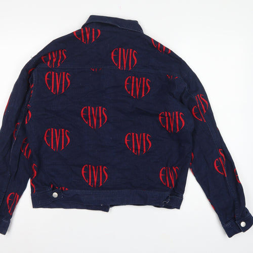 Elvis Women Blue XL Denim Logo Print Basic Jacket Music