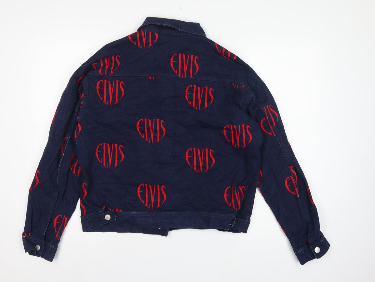 Elvis Women Blue XL Denim Logo Print Basic Jacket Music