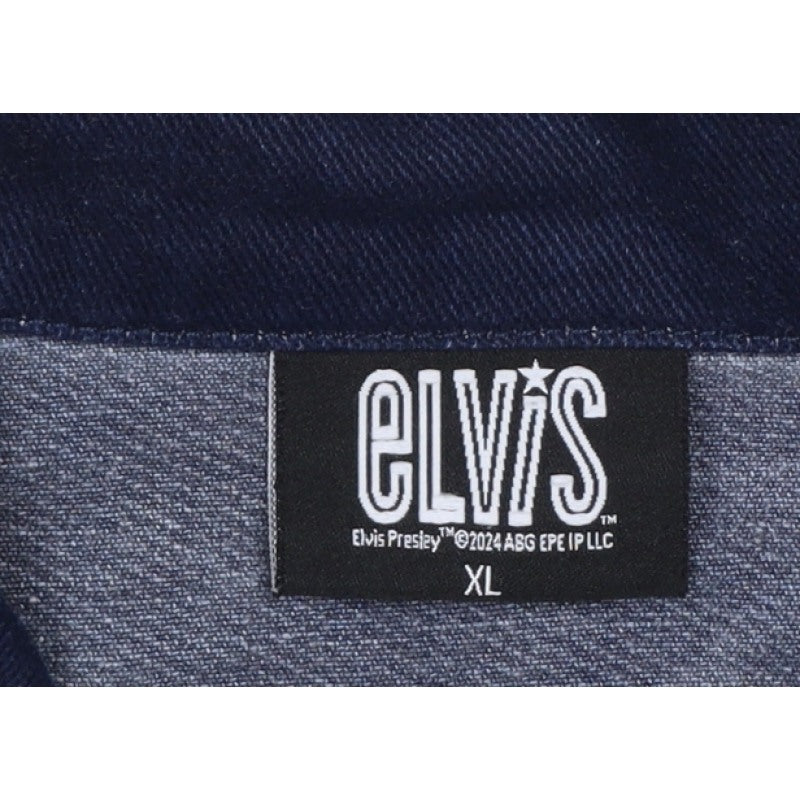 Elvis Women Blue XL Denim Logo Print Basic Jacket Music