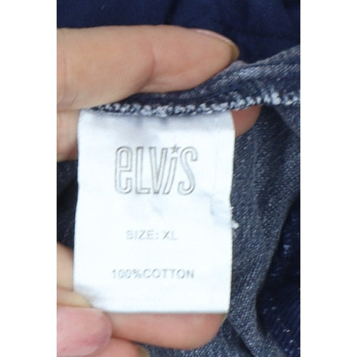 Elvis Women Blue XL Denim Logo Print Basic Jacket Music