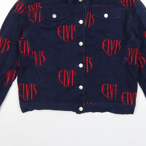Elvis Women Blue XL Denim Logo Print Basic Jacket Music