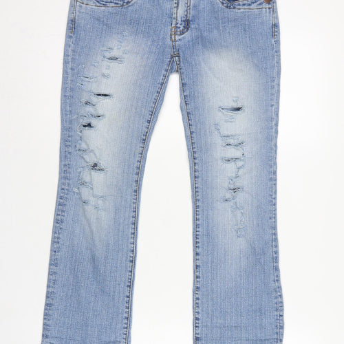 Adore Women’s Blue Size 12 Low Rise Distressed Bootcut Stretch Jeans