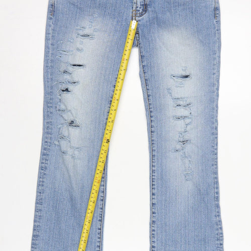 Adore Women’s Blue Size 12 Low Rise Distressed Bootcut Stretch Jeans