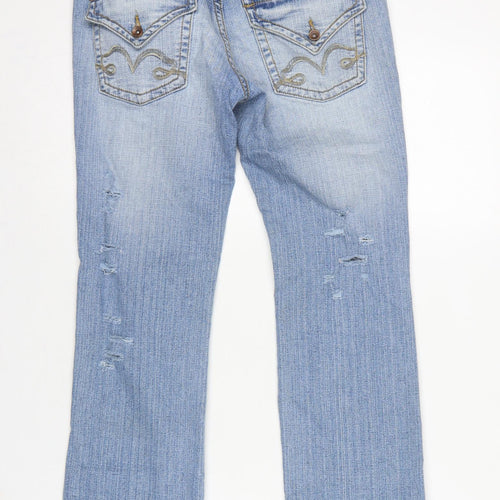 Adore Women’s Blue Size 12 Low Rise Distressed Bootcut Stretch Jeans