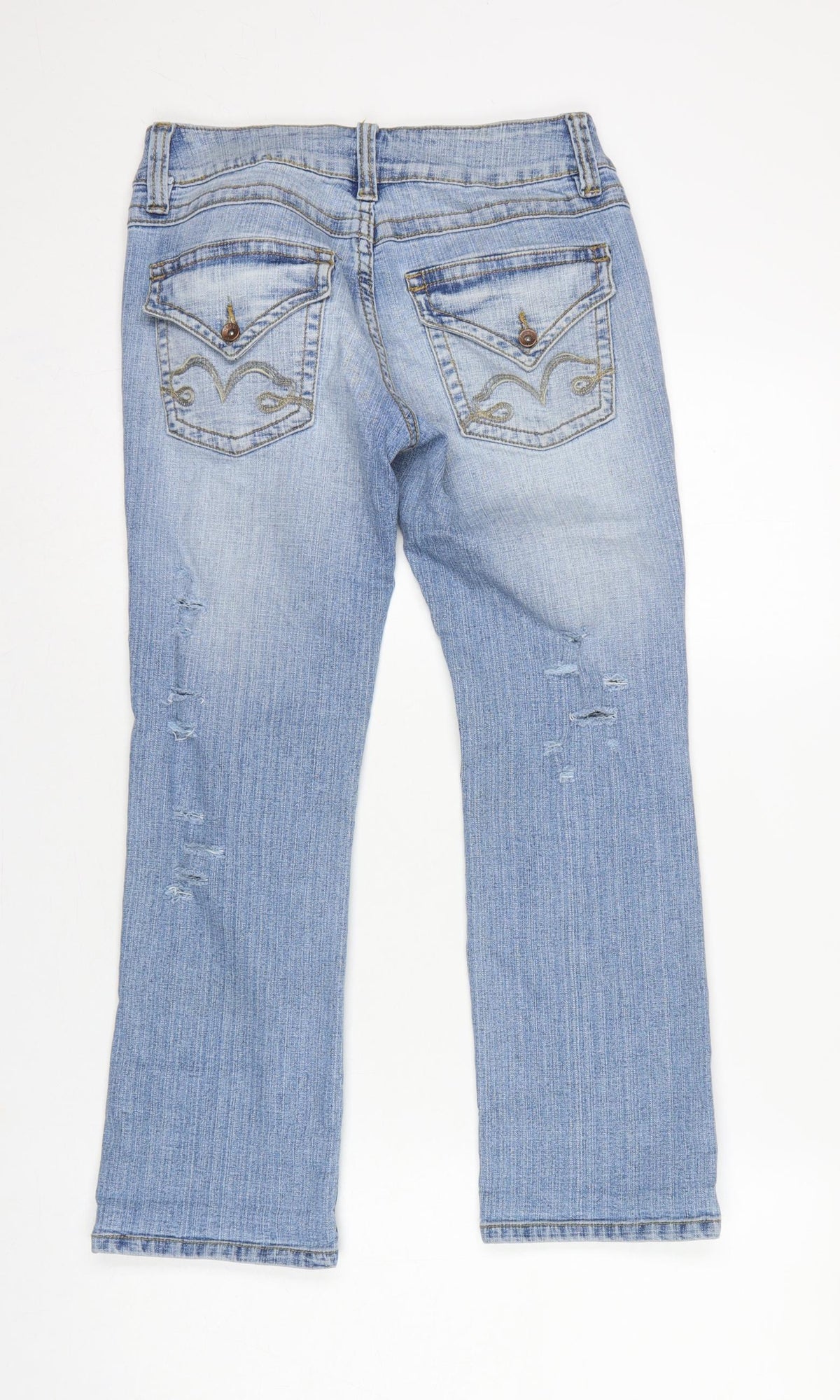 Adore Women’s Blue Size 12 Low Rise Distressed Bootcut Stretch Jeans