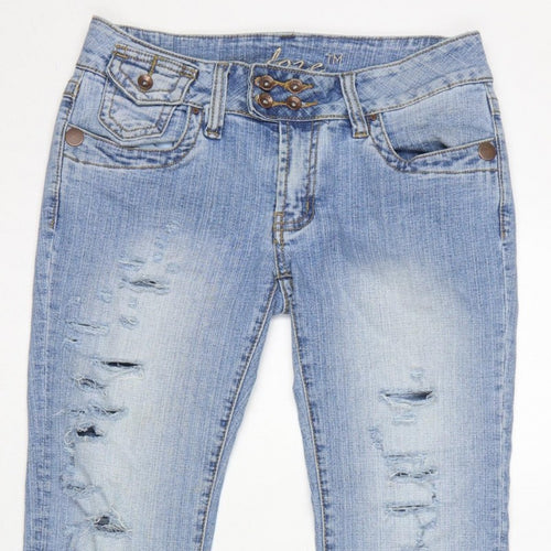 Adore Women’s Blue Size 12 Low Rise Distressed Bootcut Stretch Jeans