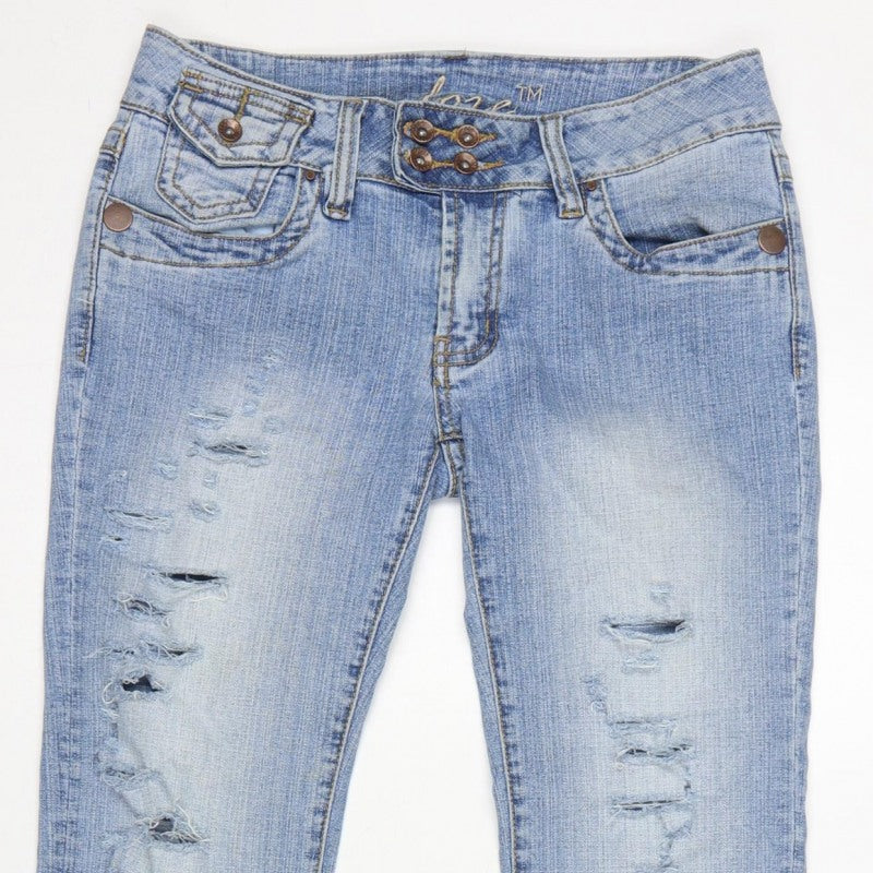 Adore Women’s Blue Size 12 Low Rise Distressed Bootcut Stretch Jeans