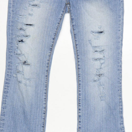 Adore Women’s Blue Size 12 Low Rise Distressed Bootcut Stretch Jeans