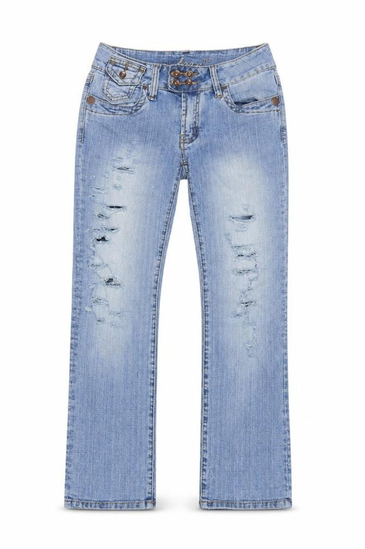 Adore Women’s Blue Size 12 Low Rise Distressed Bootcut Stretch Jeans