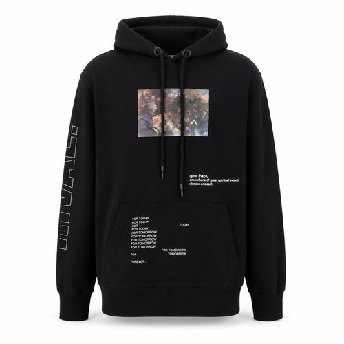 Collusion Unisex Black XS Pullover Graphic Print Cotton Hoodie