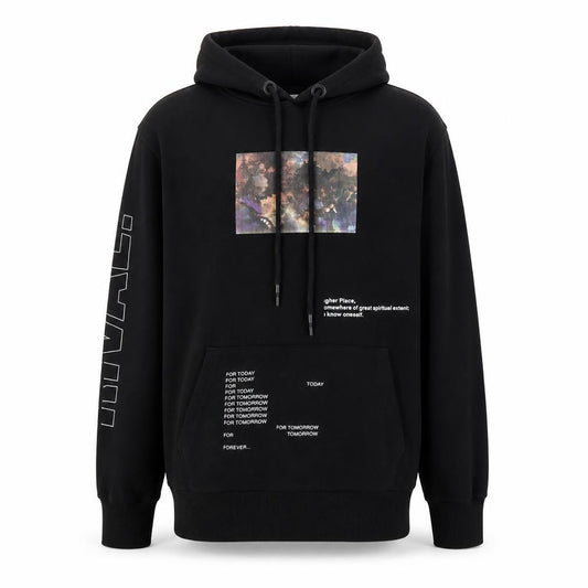 Collusion Unisex Black XS Pullover Graphic Print Cotton Hoodie