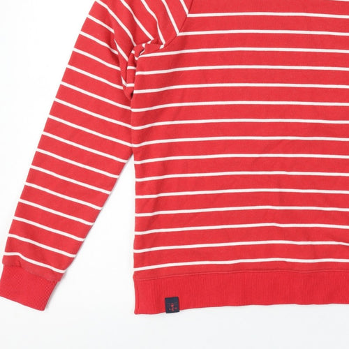 Lighthouse Women’s Red White Stripe Sweatshirt UK 10 Seaside Cotton Blend