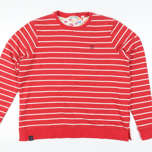 Lighthouse Women’s Red White Stripe Sweatshirt UK 10 Seaside Cotton Blend