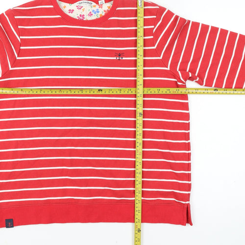 Lighthouse Women’s Red White Stripe Sweatshirt UK 10 Seaside Cotton Blend