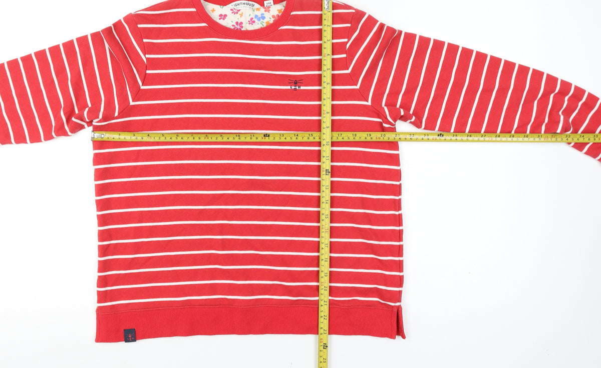 Lighthouse Women’s Red White Stripe Sweatshirt UK 10 Seaside Cotton Blend