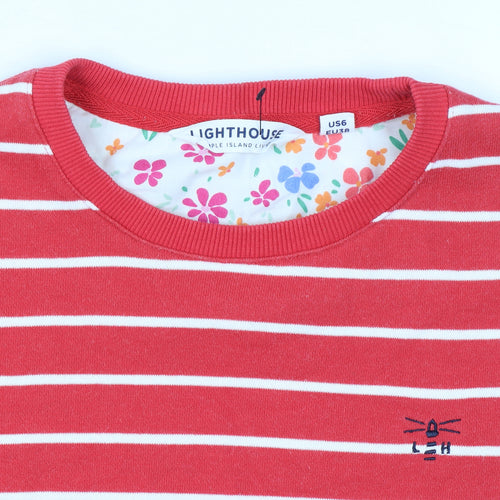 Lighthouse Women’s Red White Stripe Sweatshirt UK 10 Seaside Cotton Blend