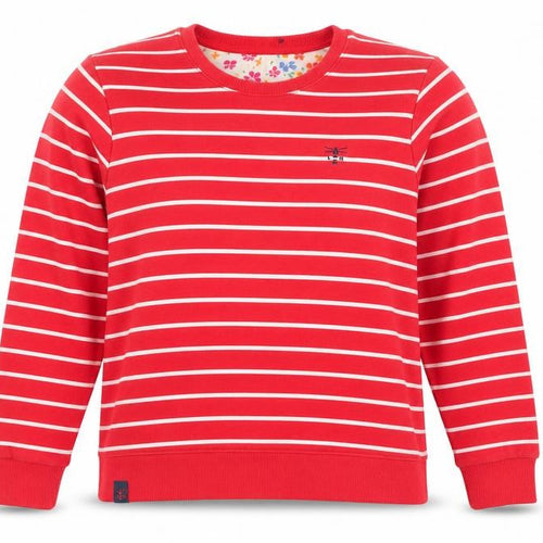 Lighthouse Women’s Red White Stripe Sweatshirt UK 10 Seaside Cotton Blend