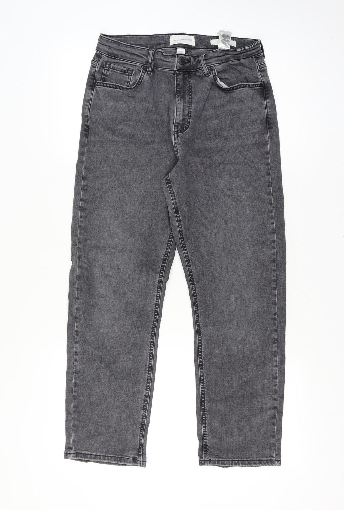 M&S Per Una Women Grey UK 14 Regular Straight Stretch Jeans