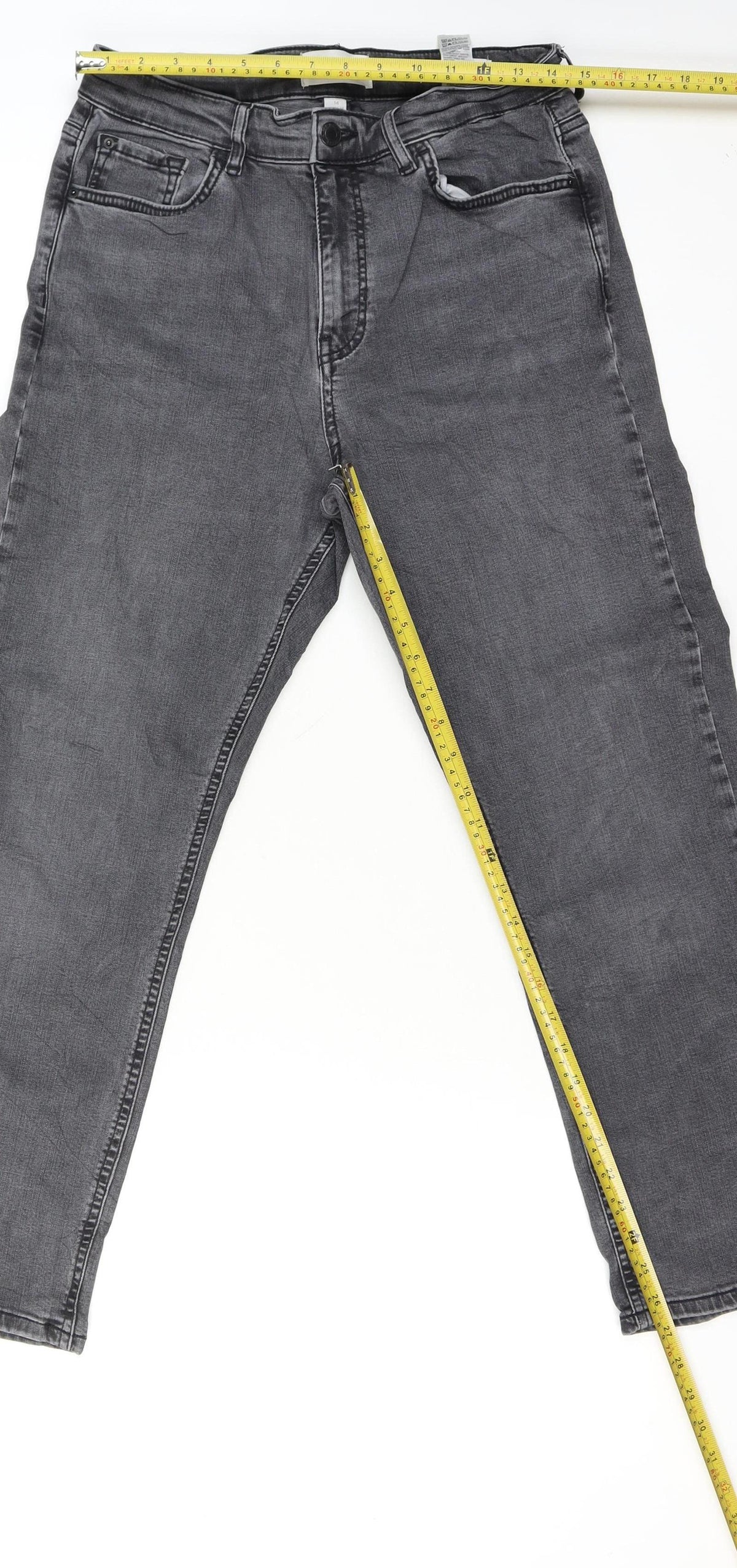 M&S Per Una Women Grey UK 14 Regular Straight Stretch Jeans
