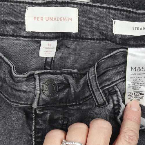 M&S Per Una Women Grey UK 14 Regular Straight Stretch Jeans