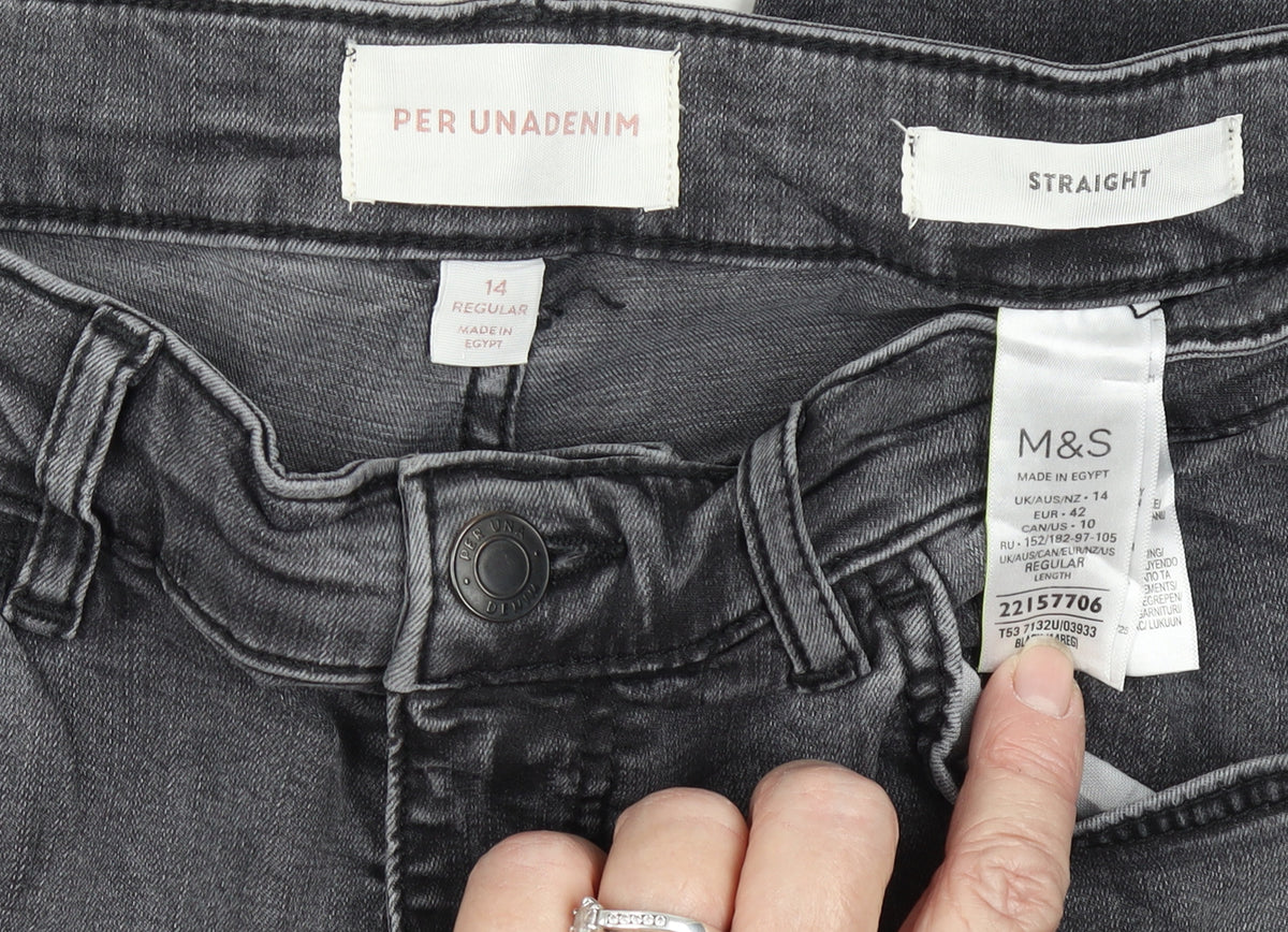 M&S Per Una Women Grey UK 14 Regular Straight Stretch Jeans