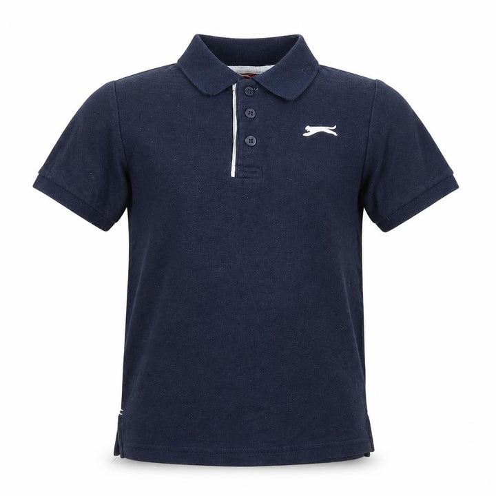 Slazenger Boys Blue 9-10 Years Short Sleeve Logo Polo Shirt
