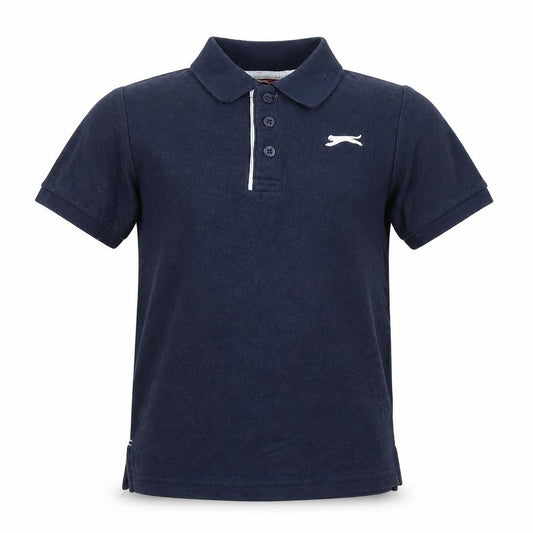 Slazenger Boys Blue 9-10 Years Short Sleeve Logo Polo Shirt