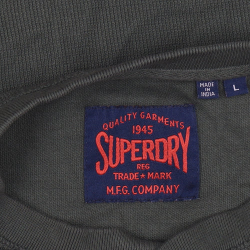 Superdry Men’s Green L Long Sleeve Cotton Henley Button-Up Top