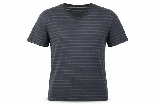 Tom Franks Men’s Black Grey Striped V-Neck Short Sleeve T-Shirt XL
