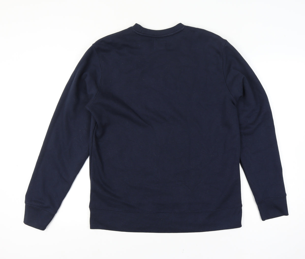 Brand and care label for Champion Men’s Blue M Crew Neck Logo Pullover Sweatshirt