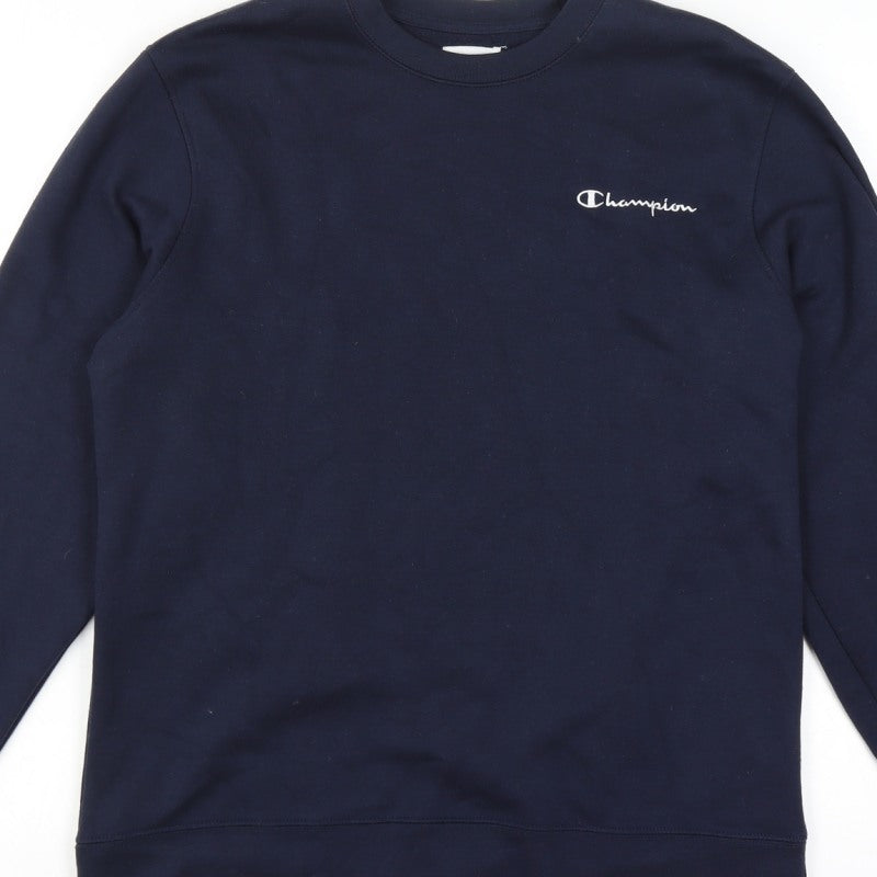 Additional view of Champion Men’s Blue M Crew Neck Logo Pullover Sweatshirt