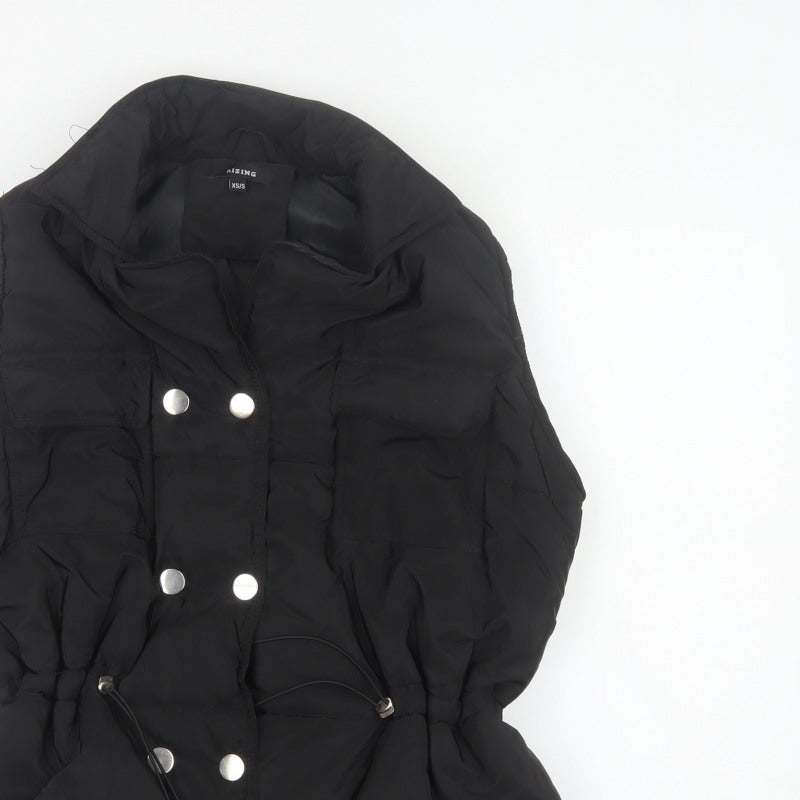 Rising Women's Black XS Padded Puffer Waistcoat Drawstring Pockets