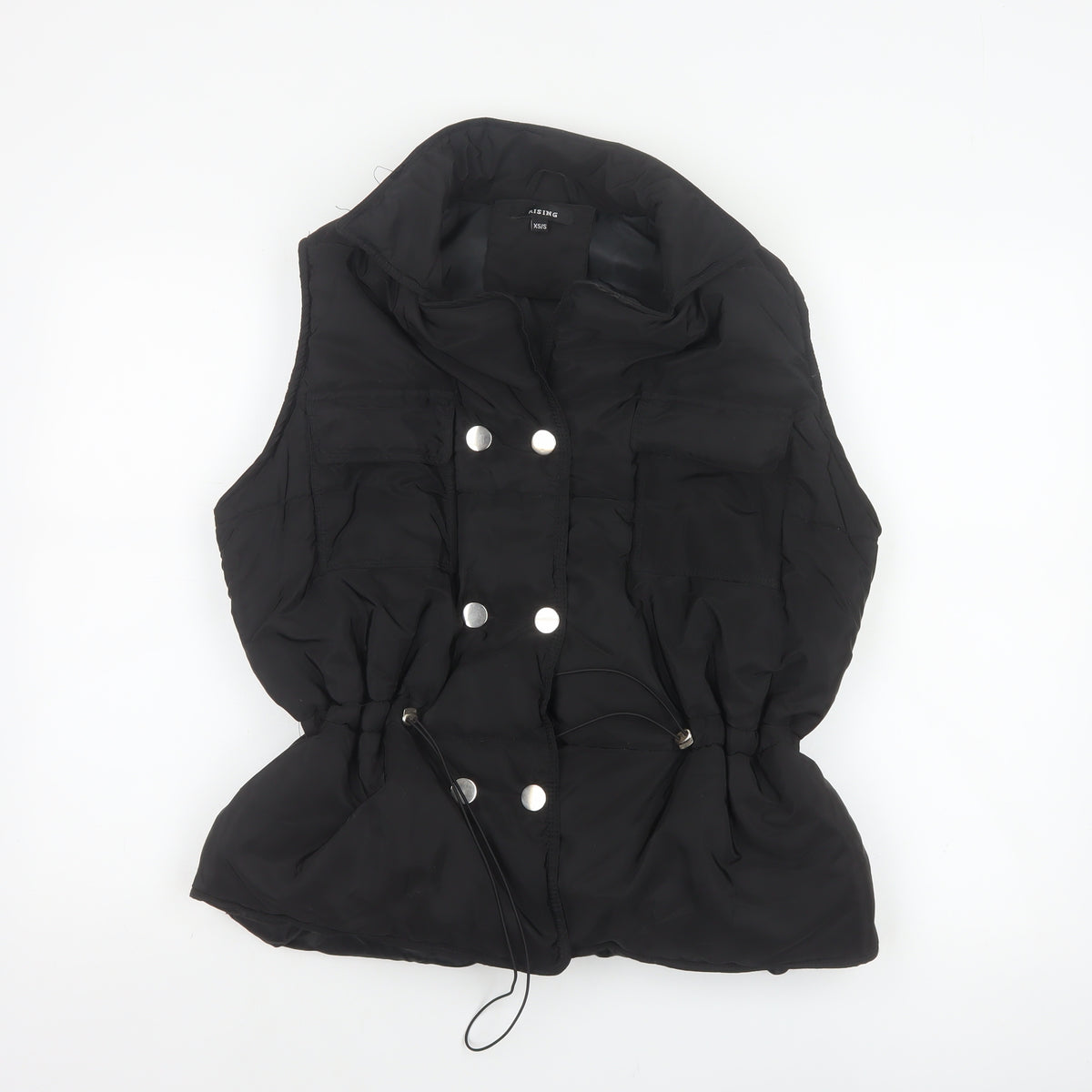 Rising Women's Black XS Padded Puffer Waistcoat Drawstring Pockets
