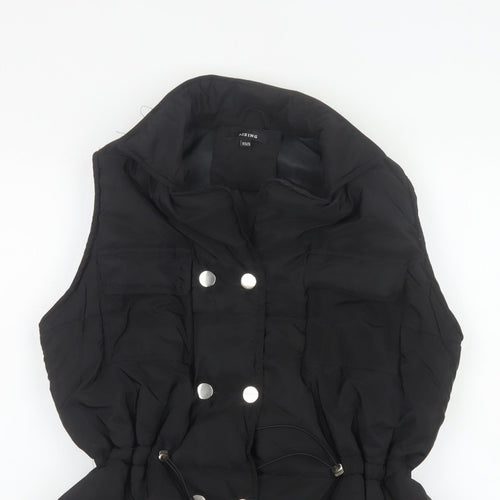 Rising Women's Black XS Padded Puffer Waistcoat Drawstring Pockets