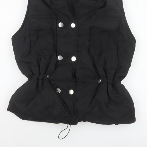 Rising Women's Black XS Padded Puffer Waistcoat Drawstring Pockets