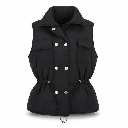 Rising Women's Black XS Padded Puffer Waistcoat Drawstring Pockets