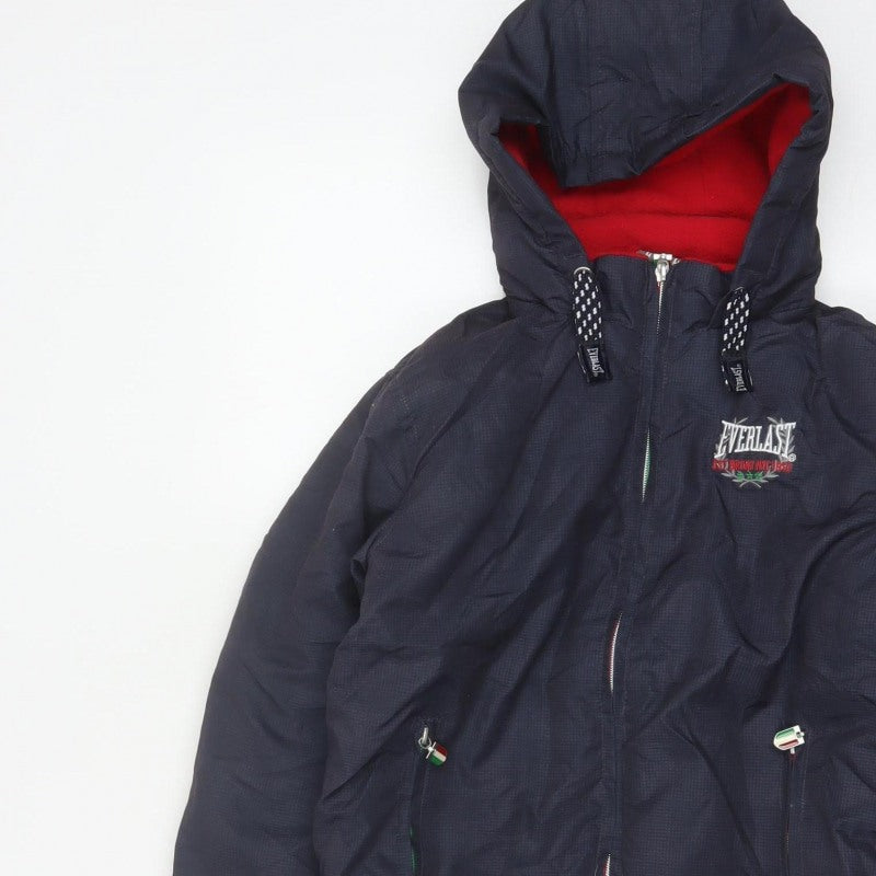 Everlast Boys Blue 13 Years Hooded Padded Bomber Jacket Full Zip